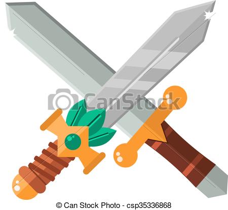 450x414 Two Crossed Asia Swords With Gold Handles Traditional Clip Art