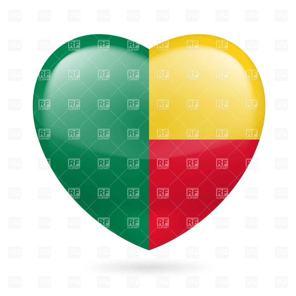 1200x1200 Heart With Beninese Flag Colors. I Love Benin Royalty Free Vector