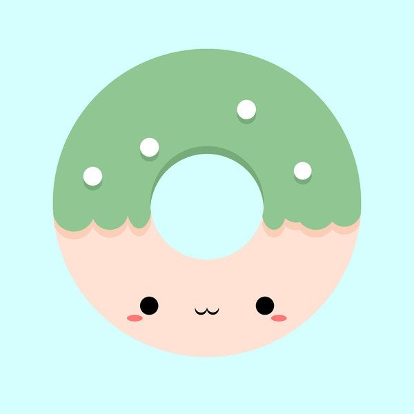 600x600 Kawaii Donut By Reyokpoe Print Image Clip Art