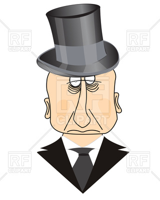 320x400 Sad Man In Top Hat Royalty Free Vector Clip Art Image