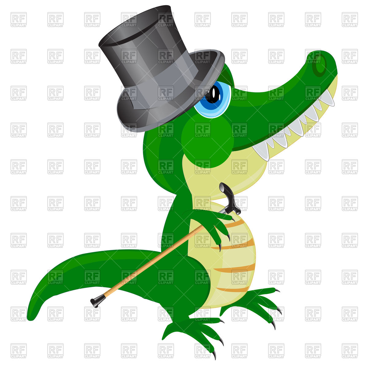 1200x1200 Cartoon Crocodile In Top Hat Royalty Free Vector Clip Art Image
