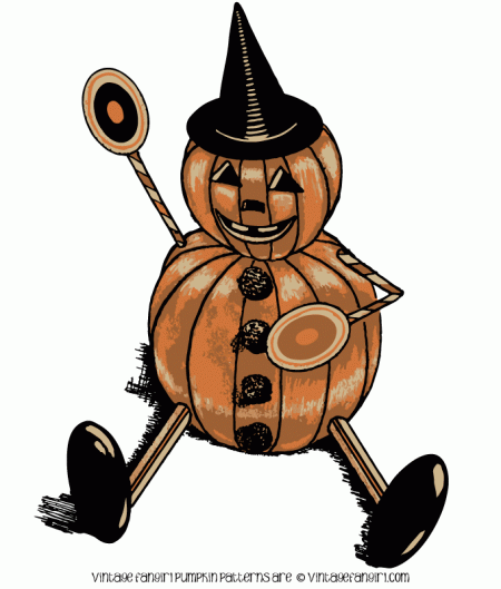 450x529 Vintage Clip Art Retro Orange And Black Pumpkin Man Halloween
