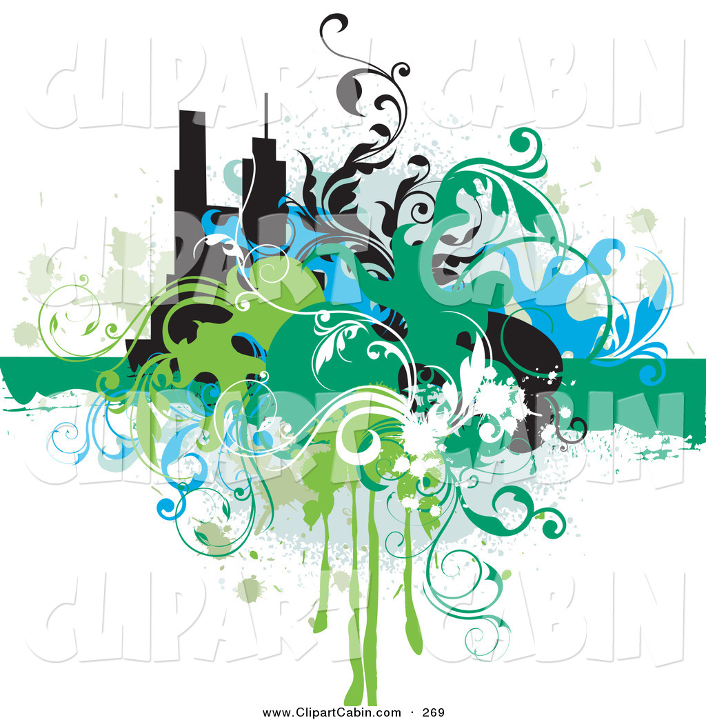 1024x1044 Vector Clip Art Of A Splattered Grunge Background Of Blue, Green