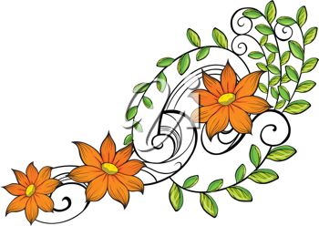 350x248 Clipart Illustration Of Flowers On A Vine