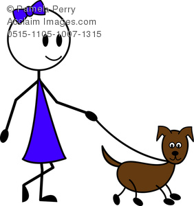 282x300 Clip Art Illustration Of A Stick Figure Young Girl Walking Her
