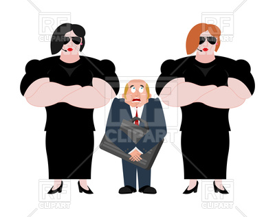 400x316 Bodyguard Women And Businessman Royalty Free Vector Clip Art Image