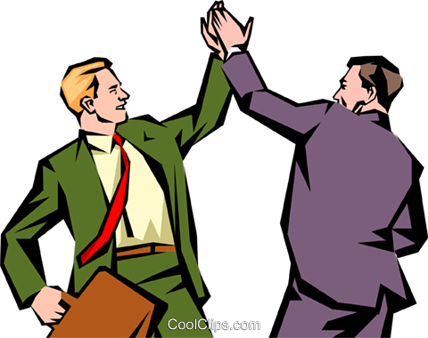 480x380 Men Giving Each Other A High Five Royalty Free Vector Clip Art