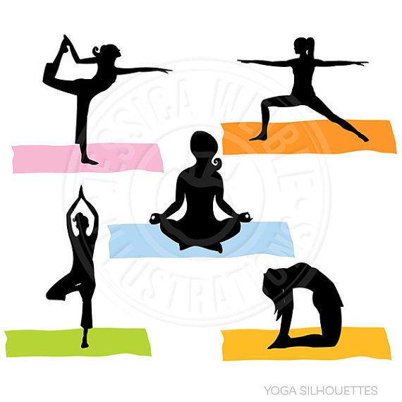 570x570 Yoga Silhouettes Digital Clipart