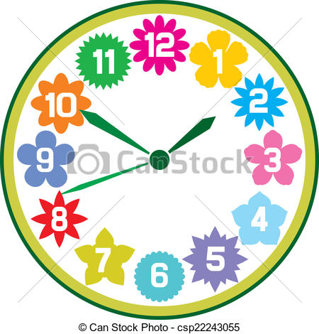 450x470 Clock With Flowers Clock With Flowers, Floral Clock Clipart