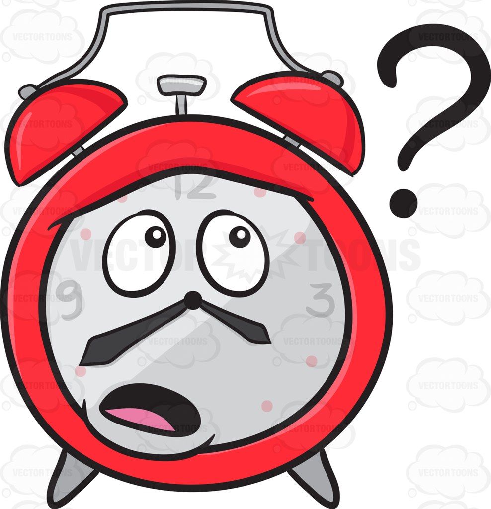 988x1024 Clueless Alarm Clock Looking At A Floating Question Mark Sign