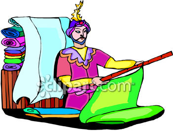 350x266 Royalty Free Clipart Image Man Selling Fabric