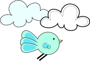 300x205 Cute Cloud Clipart Cute Little Cartoon Bird Flying Soaring Through
