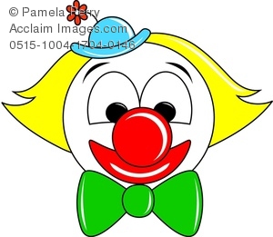300x261 Clip Art Image Of A Cartoon Clown Face