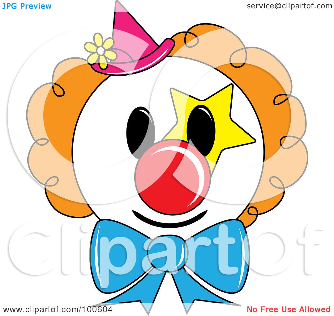 1080x1024 Royalty Free (Rf) Clipart Illustration Of A Clown Face With Orange