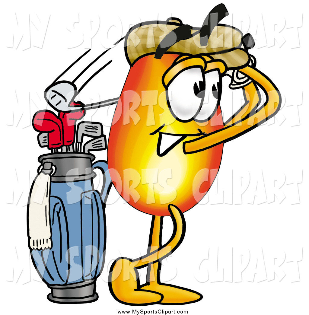 1024x1044 Sports Clip Art Of A Flame Mascot Swinging His Golf Club By