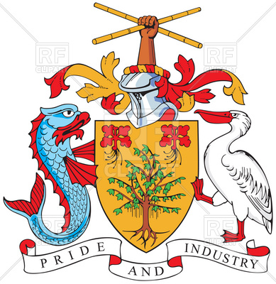389x400 Coat Of Arms Of Barbados Royalty Free Vector Clip Art Image