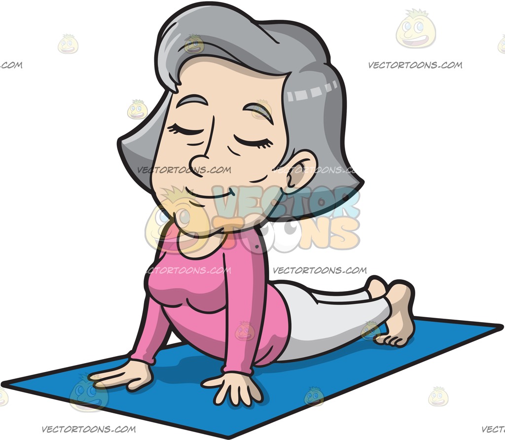 1024x892 A Mature Woman Doing A Cobra Pose Cartoon Clipart