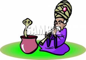 300x209 Clip Art Image A Snake Charmer And Cobra