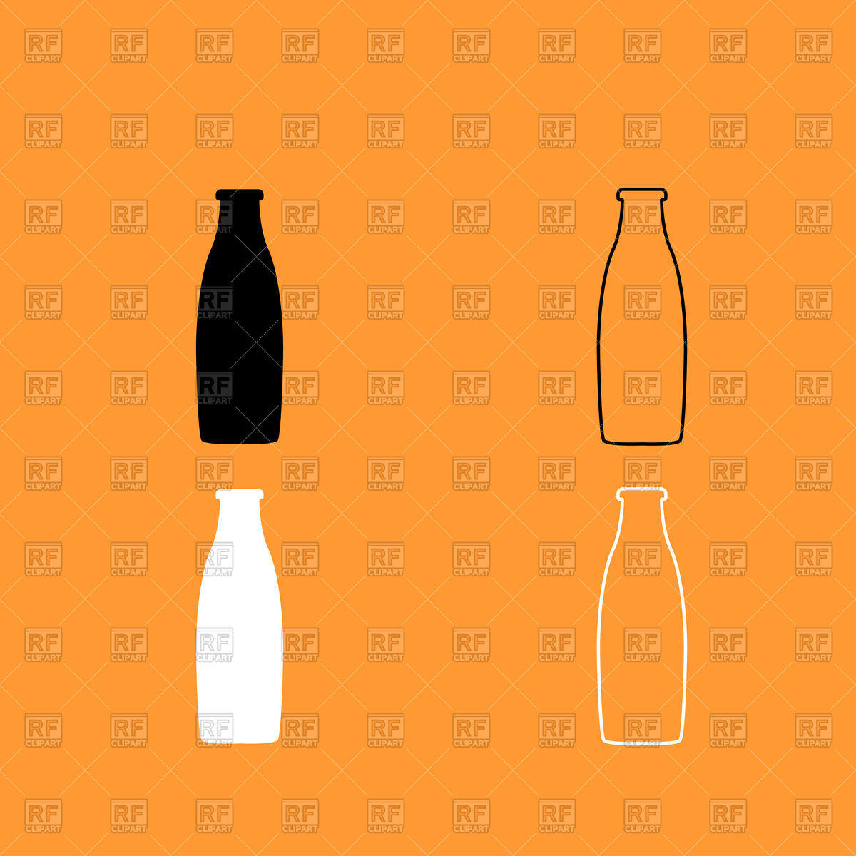 1200x1200 Bottle Icons On Orange Background Royalty Free Vector Clip Art
