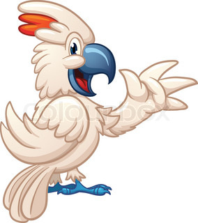 284x320 Cartoon Parrot. Vector Clip Art Illustration With Simple Gradients