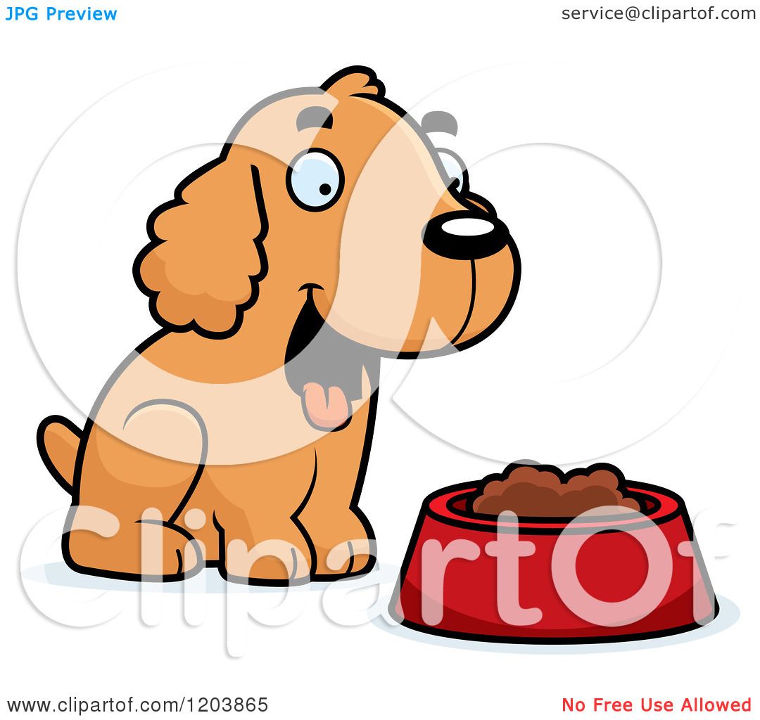 1080x1024 Cartoon Of A Cute Spaniel Puppy By A Bowl Of Dog Food