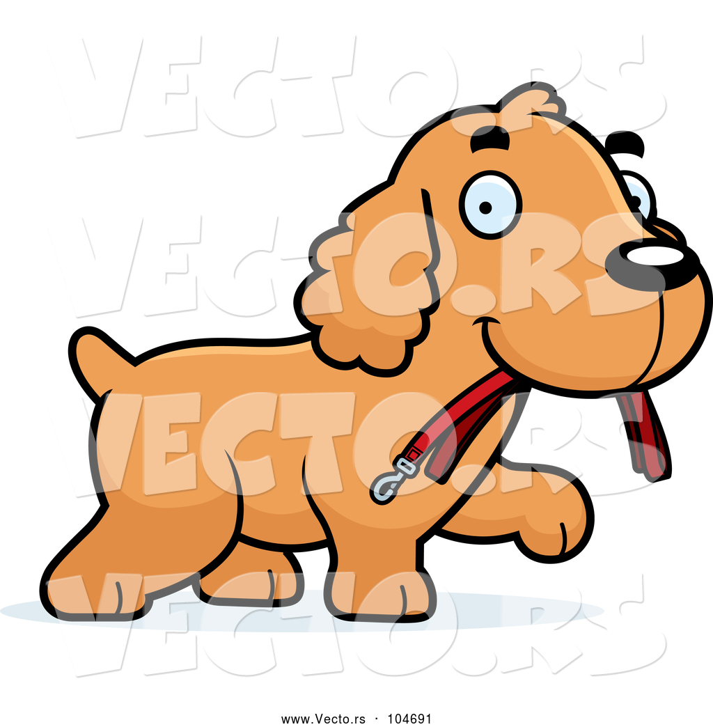 1024x1044 Vector Of Happy Cartoon Spaniel Puppy Carrying A Leash By Cory