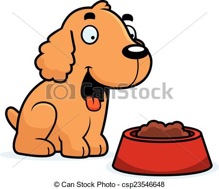 450x388 Cartoon Cocker Spaniel Food. A Cartoon Illustration Of A Cocker