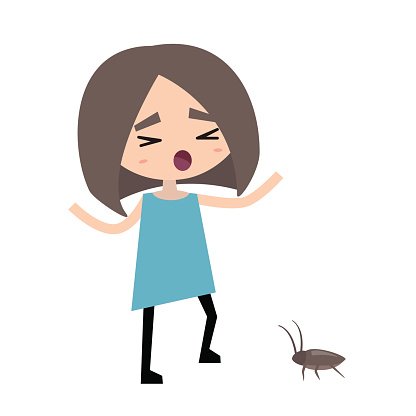 416x416 Scared Girl And A Cockroach Premium Clipart