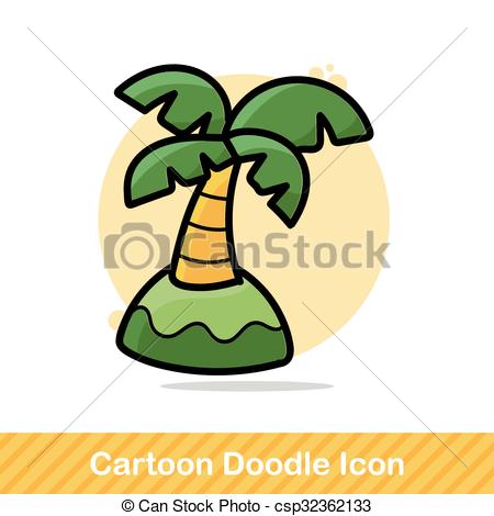 450x470 Coconut Tree Color Doodle Vectors