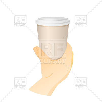 400x400 Hand Holding Paper Cup With Coffee Royalty Free Vector Clip Art