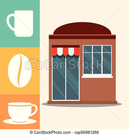 450x470 Coffee Shop Market Facade Vector Illustration Eps 10 Clip Art