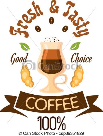 358x470 Fresh And Tasty Coffee Fast Food Label. Coffee Cafe Poster. Coffee