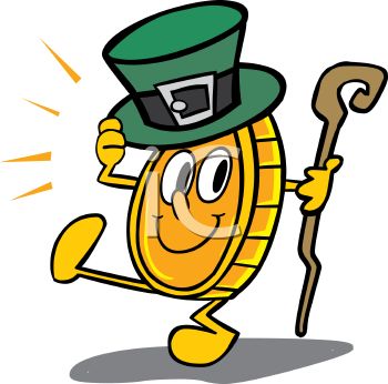 350x346 Royalty Free Clip Art Image Dancing Gold Coin Wearing A Shamrock Hat