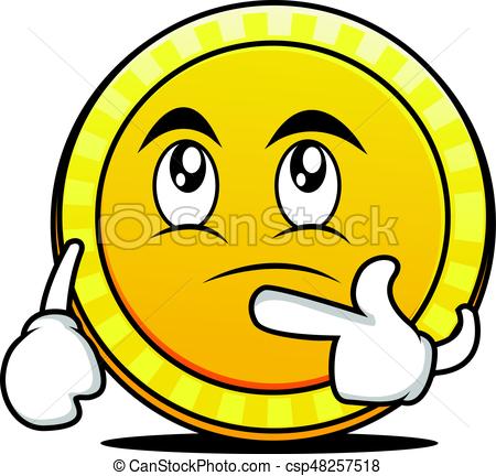 450x432 Thinking Face Coin Cartoon Character Vector Illustration Vector