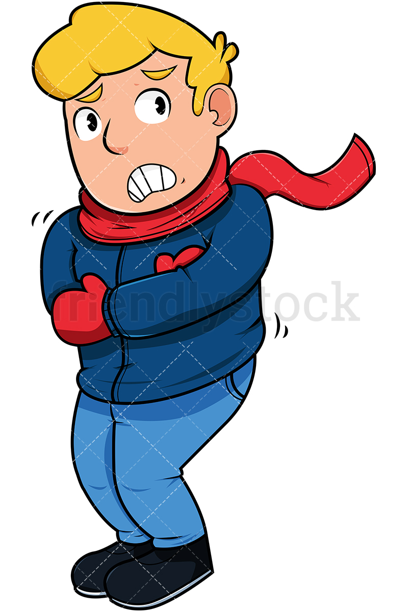 800x1200 Cold Man Shivering Cartoon Vector Clipart