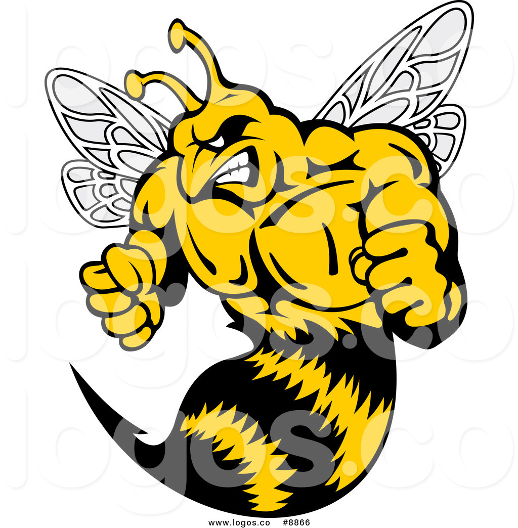 1024x1044 Royalty Free Clip Art Vector Logo Of A Muscular Angry Wasp By