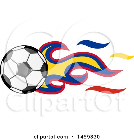 450x470 Clipart Of A Soccer Ball With Colombian Flag Flames