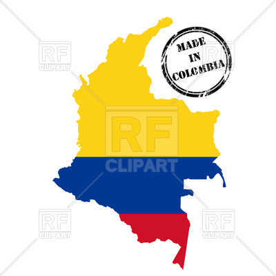 400x400 Made In Colombia Stamp, Map And Flag Royalty Free Vector Clip Art