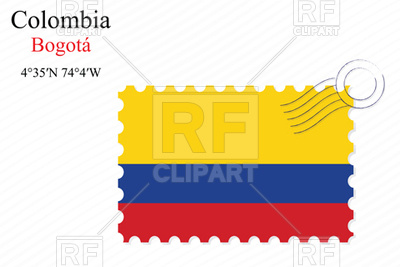 400x267 Postage Stamp With Flag Of Colombia Royalty Free Vector Clip Art