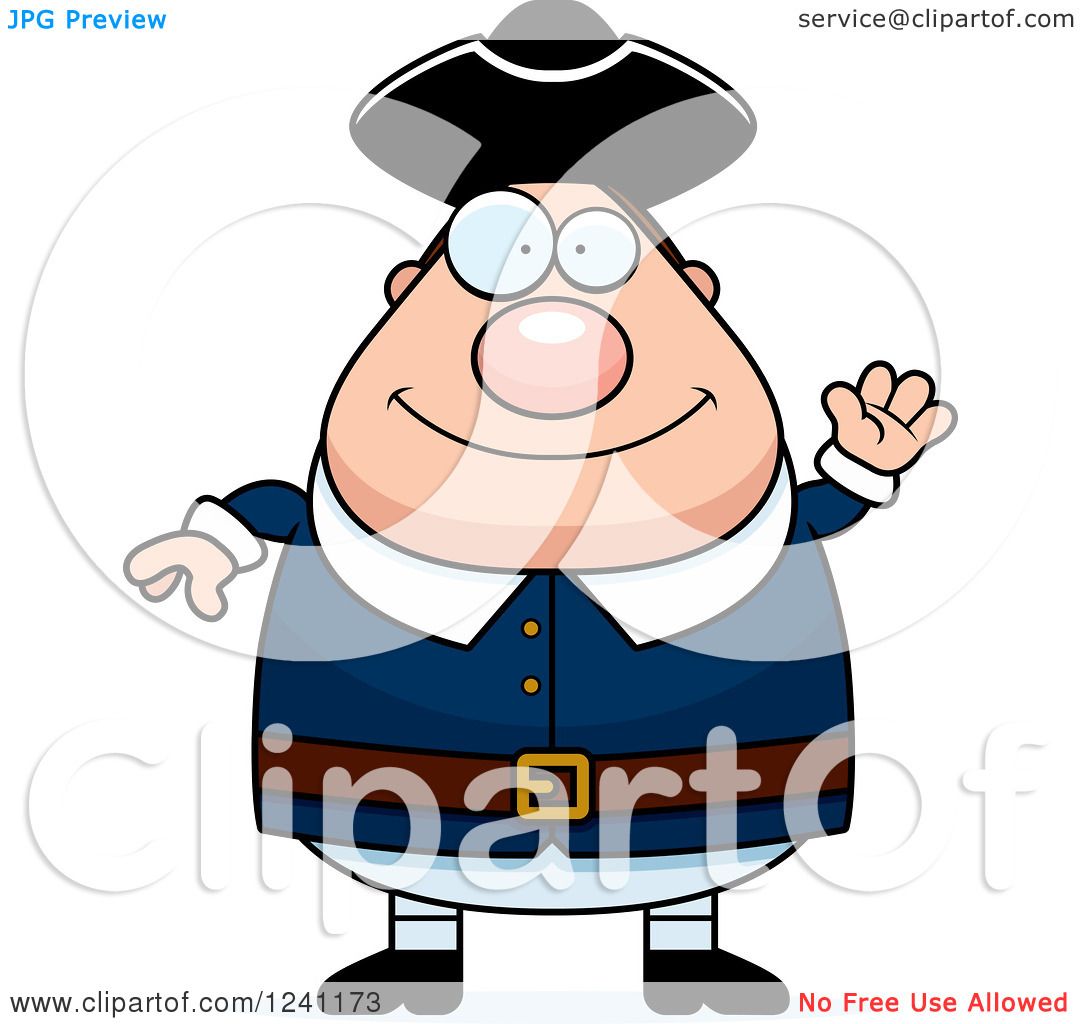 1080x1024 Clipart Of A Friendly Waving Chubby Colonial Man