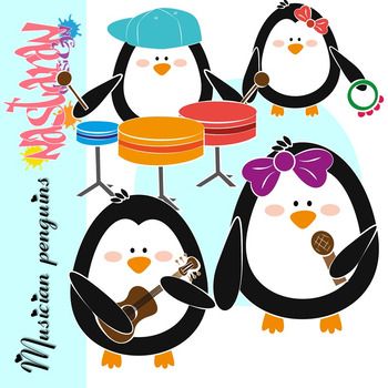 350x350 Musician Penguins Clipart Clip Art, Musicians And Penguins