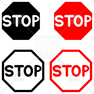 400x400 Symbol Stop Black And Red Color Set Royalty Free Vector Clip Art