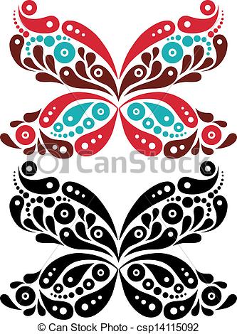 333x470 Beautiful Butterfly Tattoo. Artistic Pattern In Butterfly Eps
