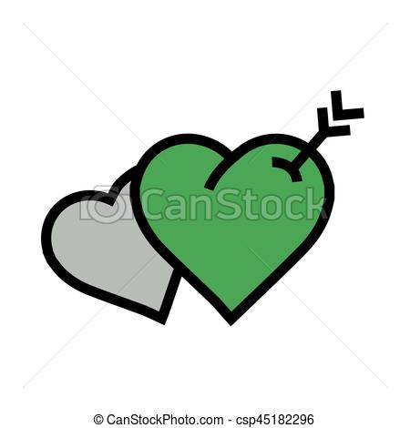 450x470 Twins Heart Arrow Icon Green Color Eps Vectors