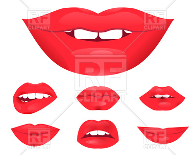 400x316 Set Of Glamour Lips With Red Lipstick Color Royalty Free Vector