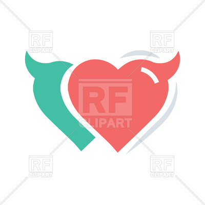 400x400 Twins Heart Of Devil Love Red And Green Color Royalty Free Vector
