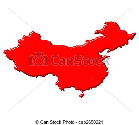 450x407 China 3d Map With National Color Isolated In White Clipart
