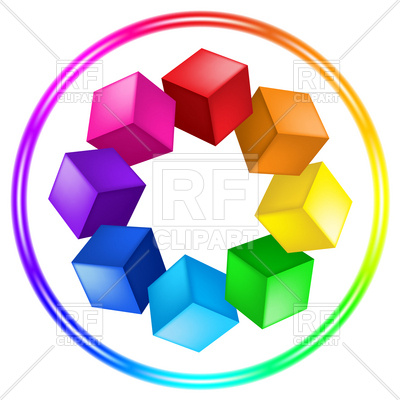 400x400 Cubes Color Wheel Palette In Ring Royalty Free Vector Clip Art