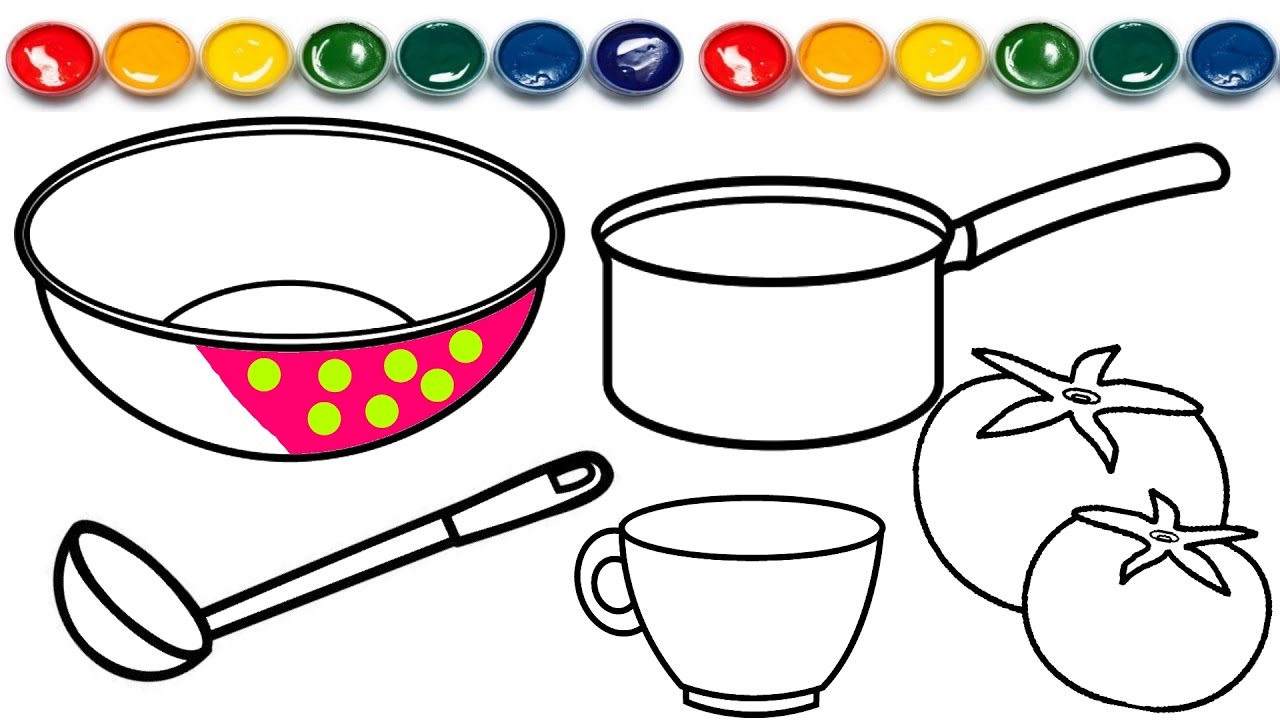 1280x720 Cutlery Coloring Page Coloring Book Learn Colors For Children
