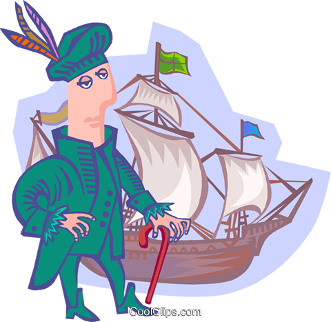 480x467 Columbus With Ship Royalty Free Vector Clip Art Illustration